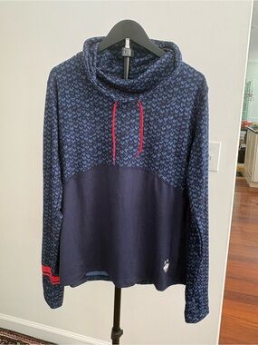 UCONN Colosseum Navy Blue Pullover Hoodie with Red Drawstrings